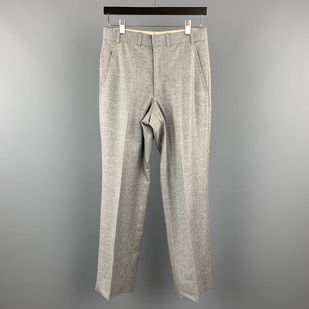 CUSTOM MADE Size 28 Light Grey Heather Wool Dress Pants
